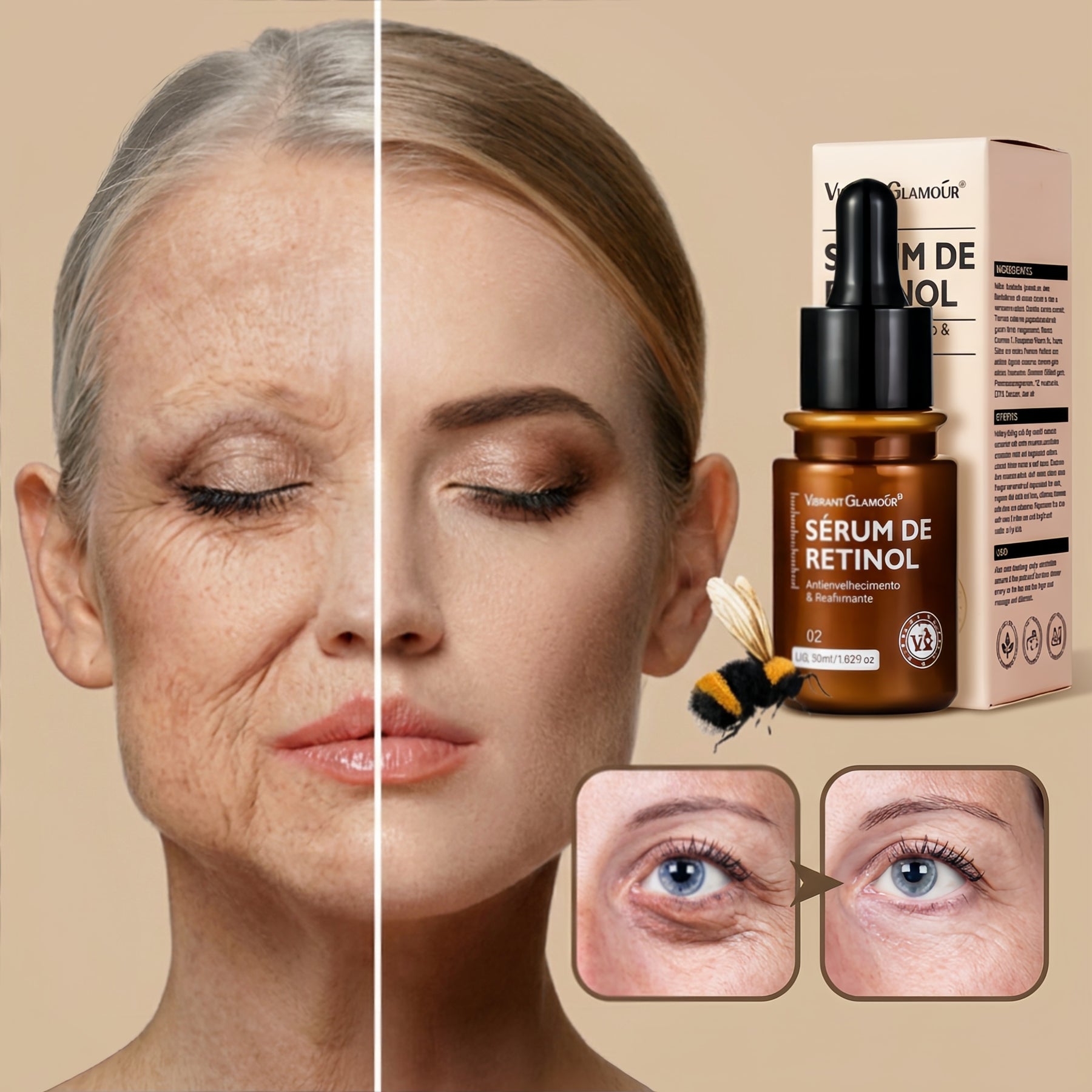 Retinol Sérum facial avançado de veneno de abelha anti-envelhecimento