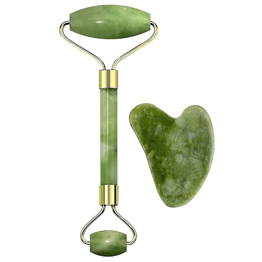 Kit Rolo de Jade e Gua Sha Beladermy para Aplicação de Sérum