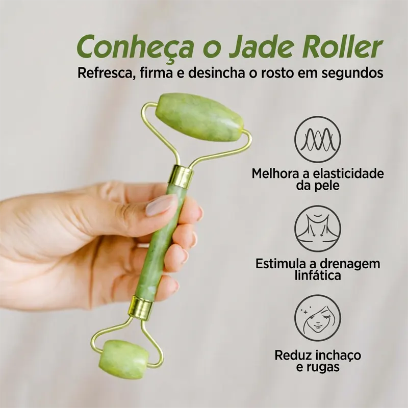 Kit Rolo de Jade e Gua Sha Beladermy para Aplicação de Sérum